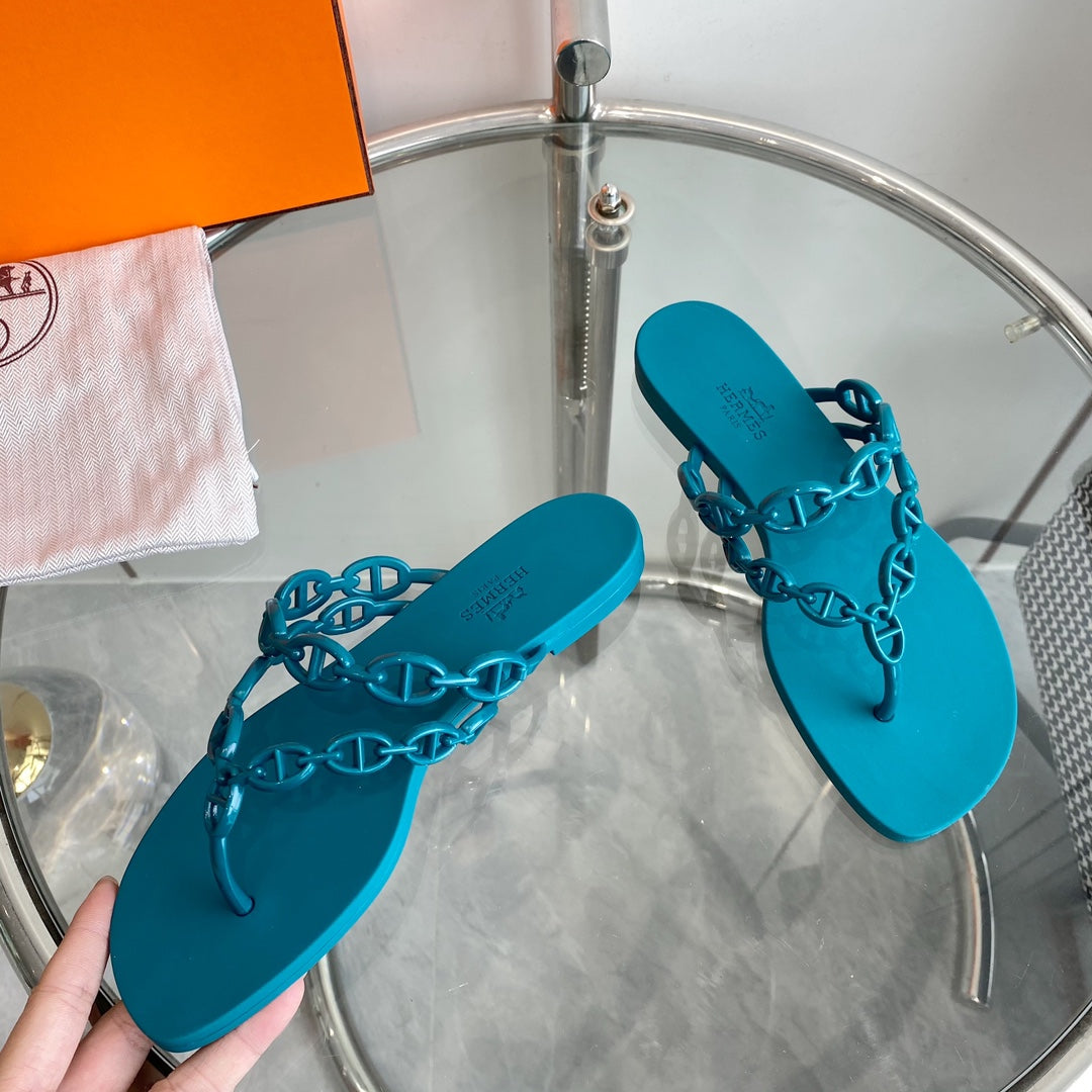HERMES ISLAND SANDAL CERULEAN PVC WATERPROOF