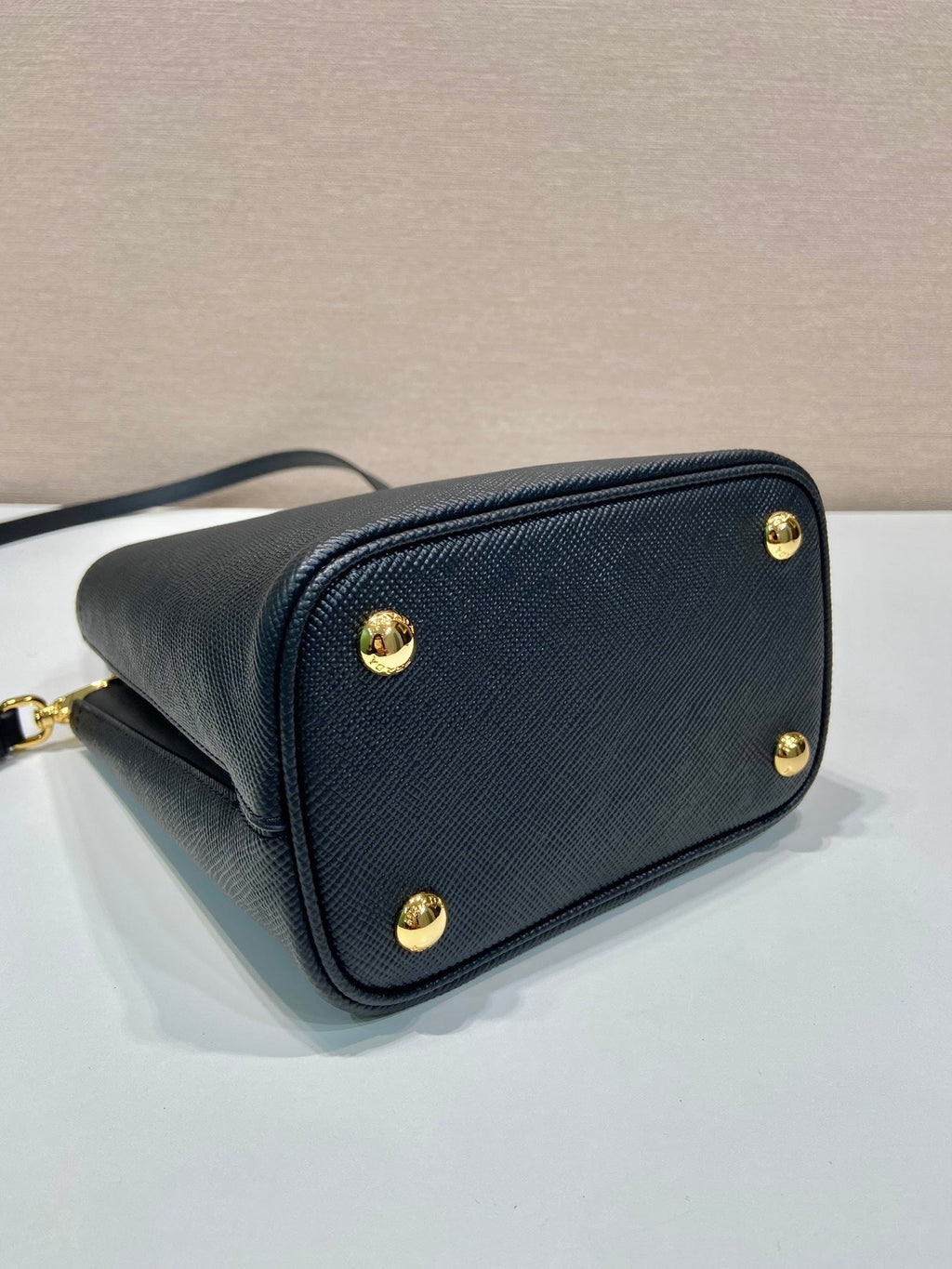 PRADA MINI BUCKET BAG 18 IN BLACK SAFFIANO LEATHER