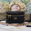 DIOR CARO 16 MINI VANITY CASE IN BLACK MACROCANNAGE LAMBSKIN