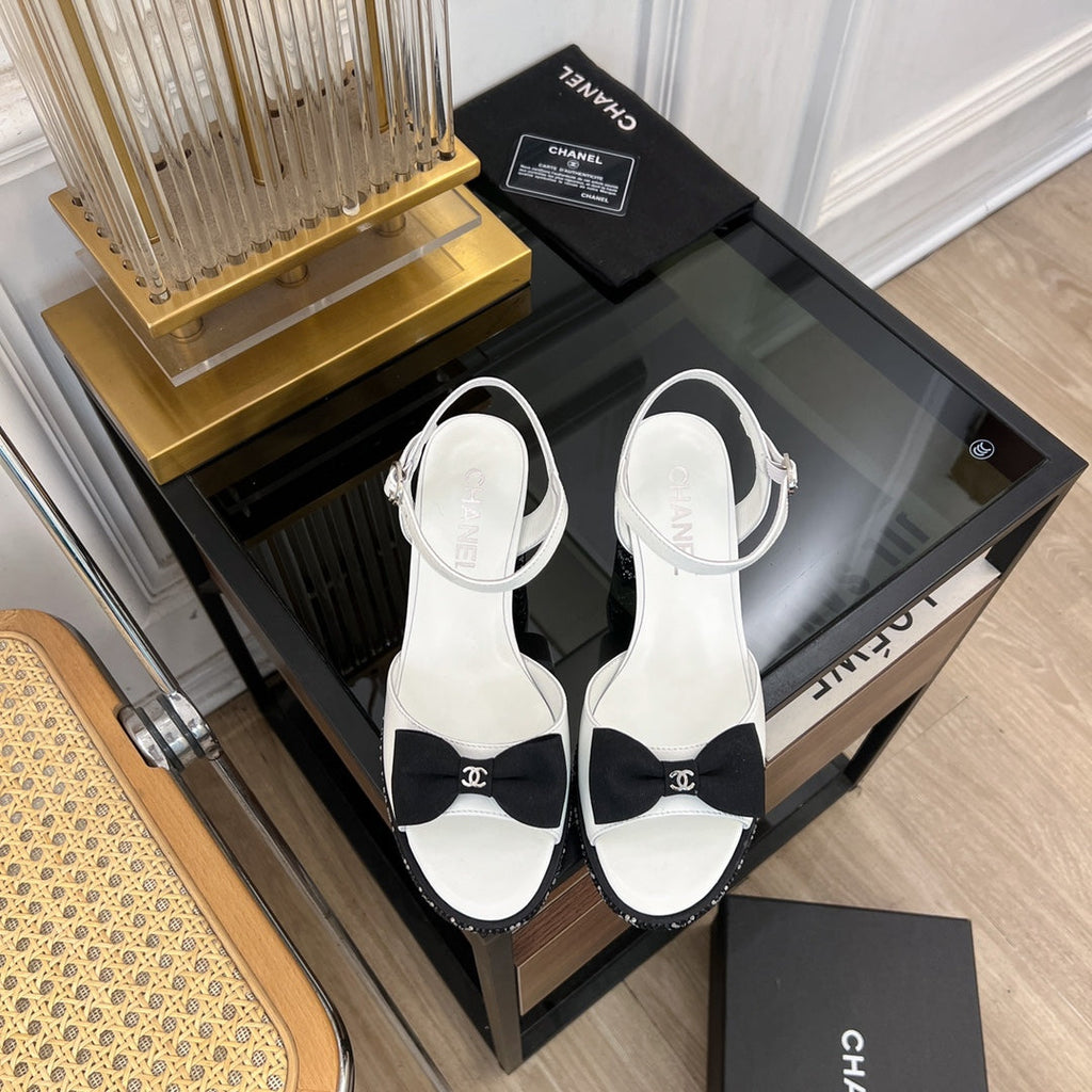 CHANEL high slingbacks white lambskin