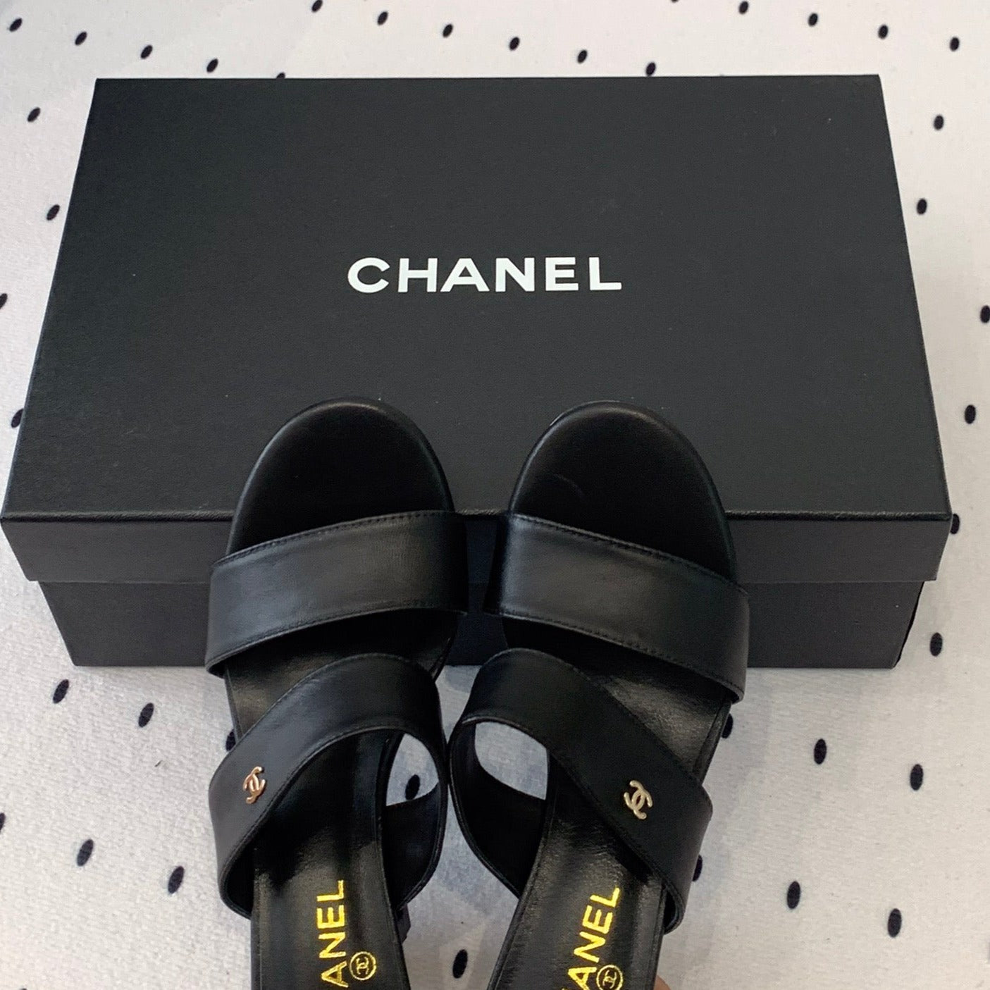 CHANEL MULES black 1 LAMBSKIN