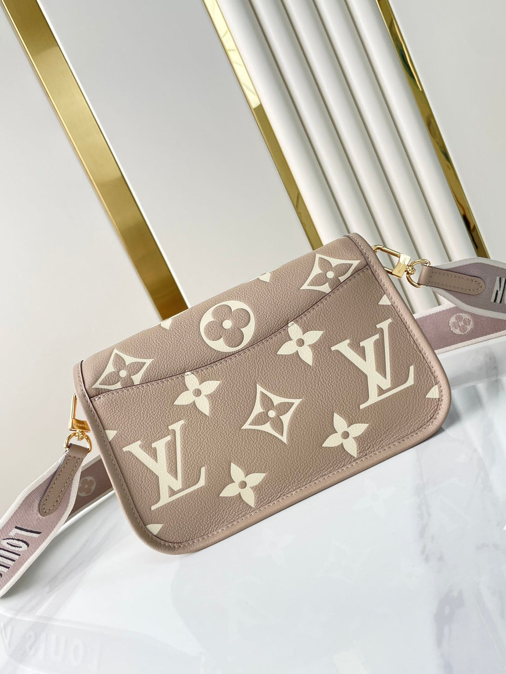 LOUIS VUITTON DIANE 23 IN TOURTERELLE WHITE MONOGRAM EMPREINTE LEATHER
