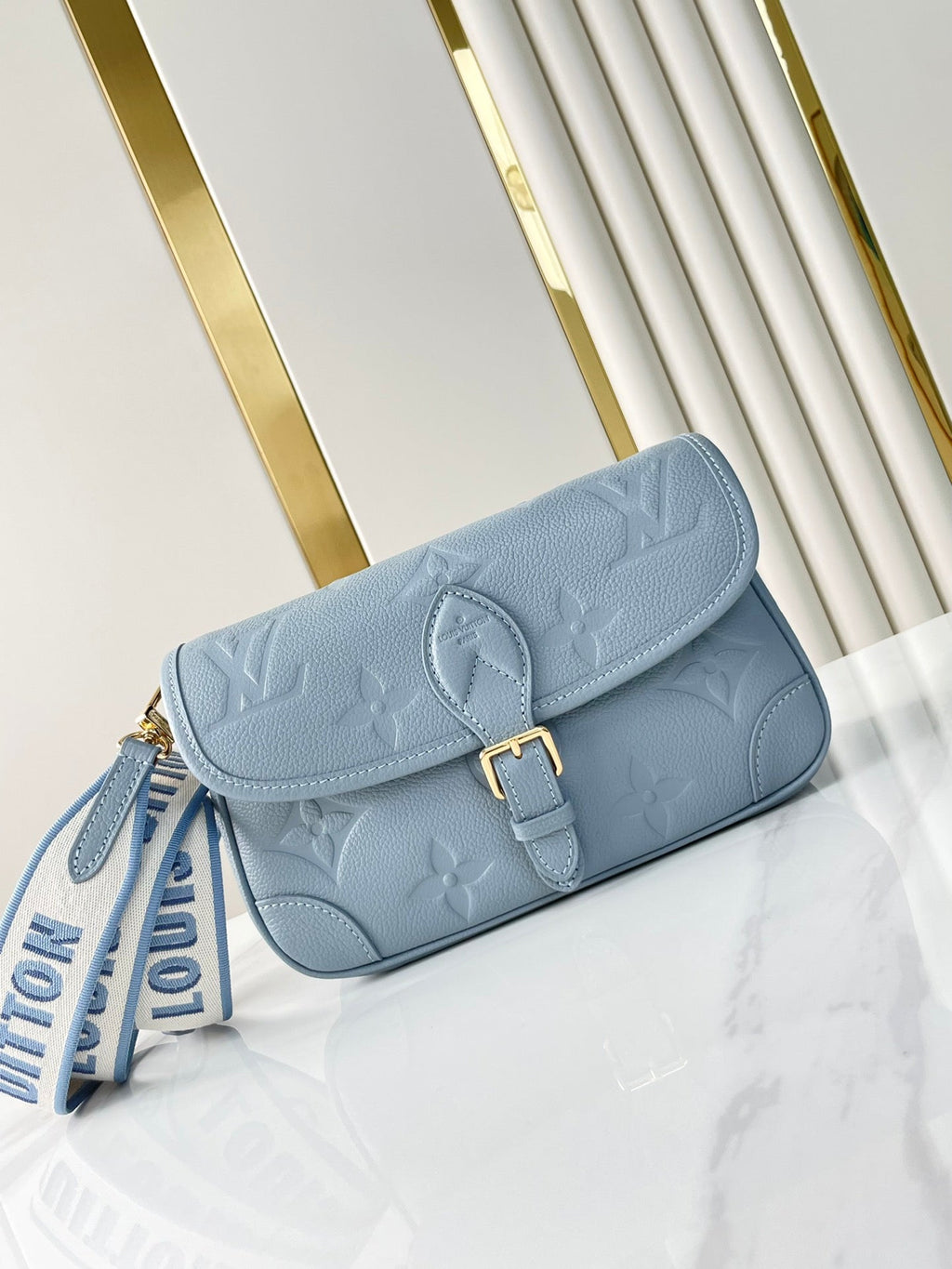 LOUIS VUITTON DIANE 23 IN BEAU BLUE MONOGRAM EMPREINTE LEATHER