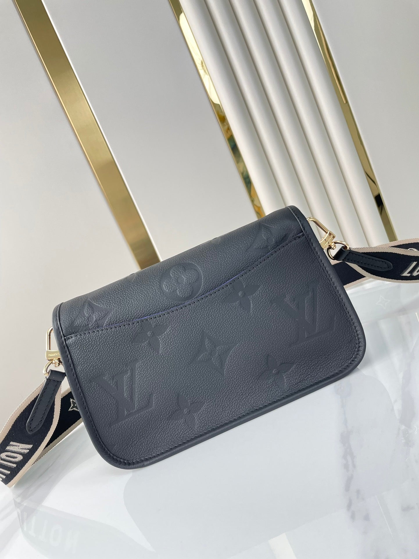 LOUIS VUITTON DIANE 23 IN BLACK MONOGRAM EMPREINTE LEATHER