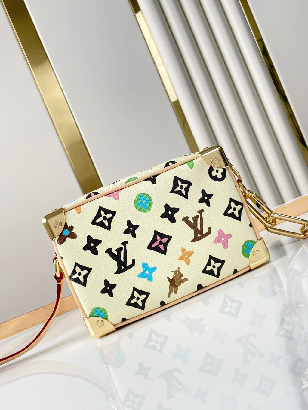 LOUIS VUITTON MINI SOFT TRUNK 18 IN VANILLA MONOGRAM CRAGGY CANVAS GOLD CHAIN