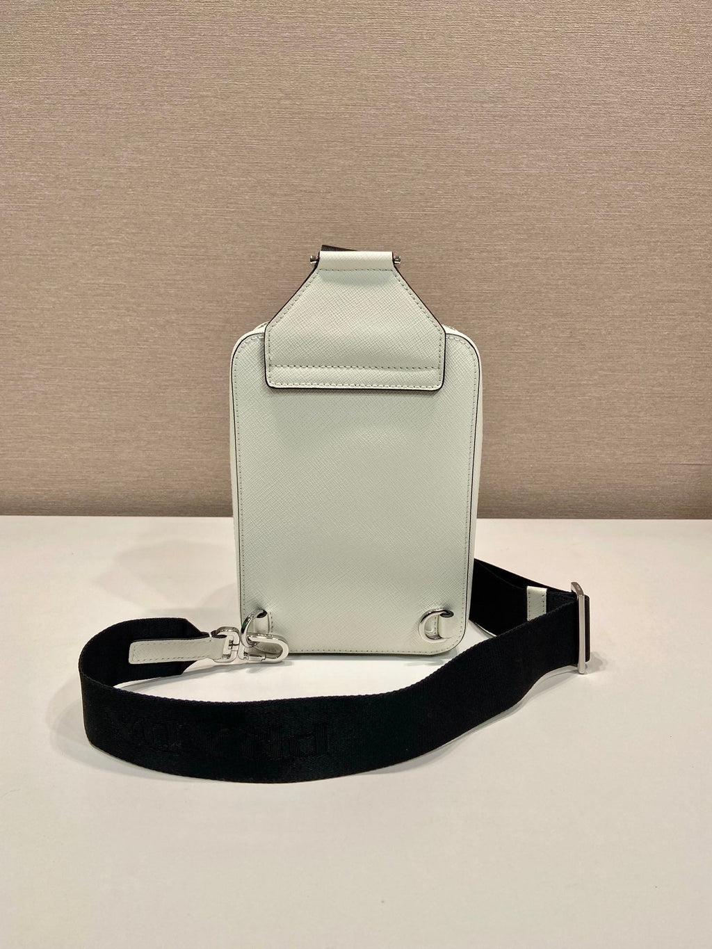 PRADA CHEST BAG 20 IN WHITE SAFFIANO LEATHER