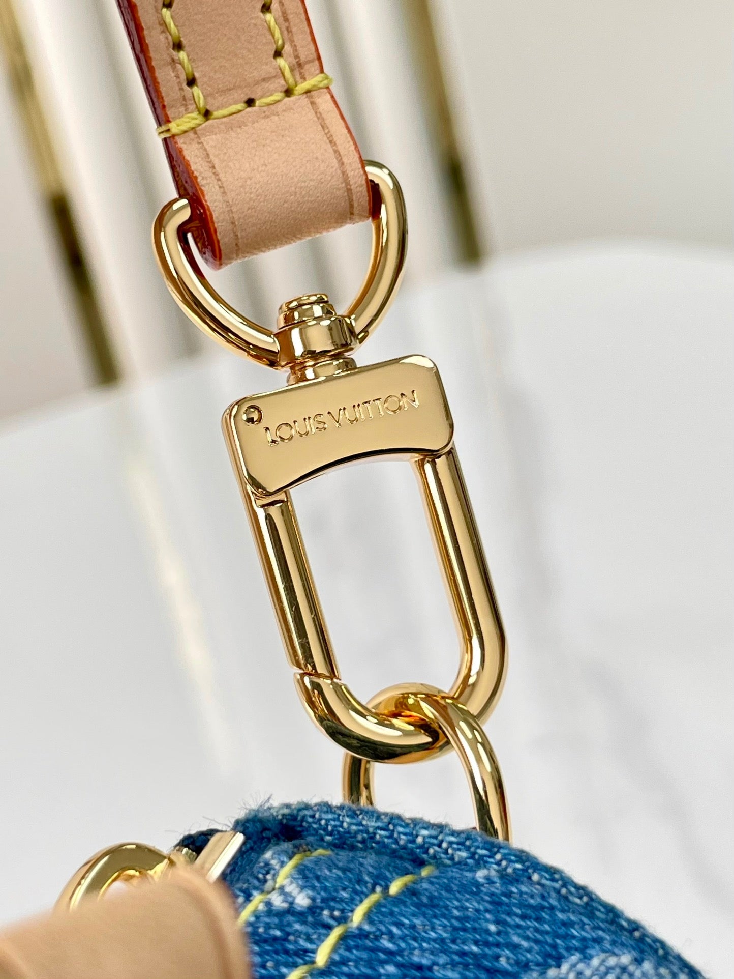 LOUIS VUITTON NANO SPEEDY 16 IN BLUE MONOGRAM DENIM GOLD HARDWARE