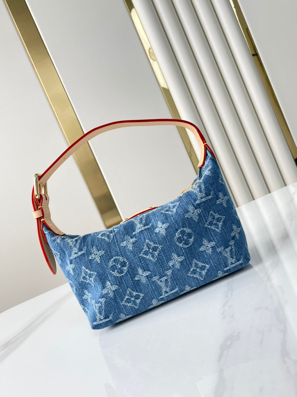LOUIS VUITTON HILLS POCHETTE 18 IN BLUE MONOGRAM DENIM