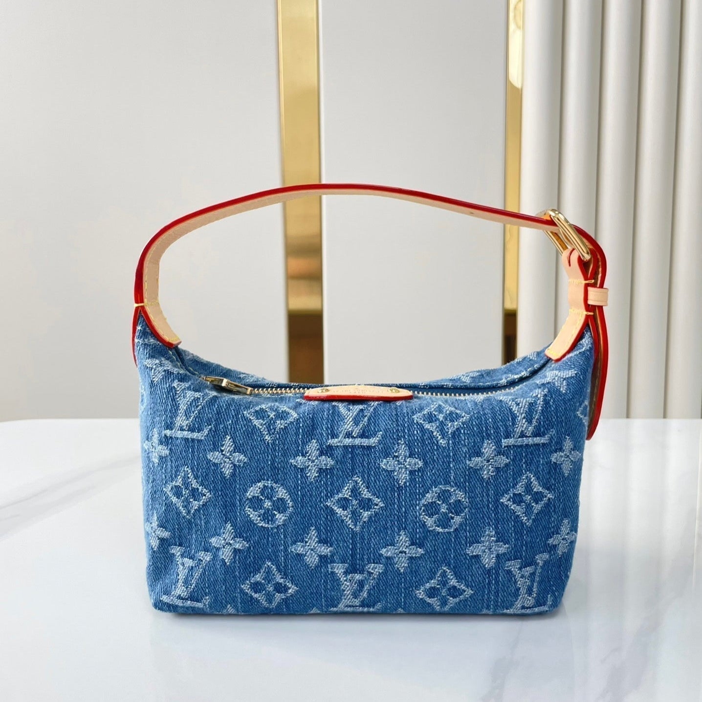 LOUIS VUITTON HILLS POCHETTE 18 IN BLUE MONOGRAM DENIM