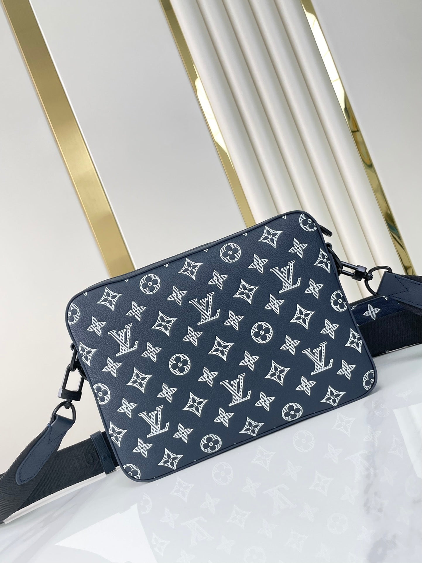 LOUIS VUITTON TRIO MESSENGER 25 IN PRUSSIAN BLUE MONOGRAM SHADOW CALFSKIN