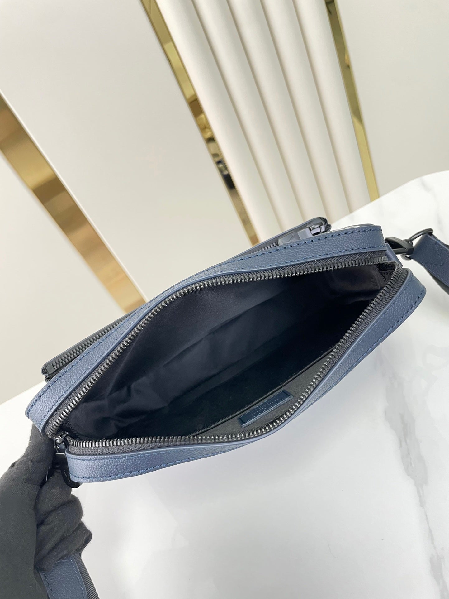 LOUIS VUITTON TRIO MESSENGER 25 IN PRUSSIAN BLUE MONOGRAM SHADOW CALFSKIN