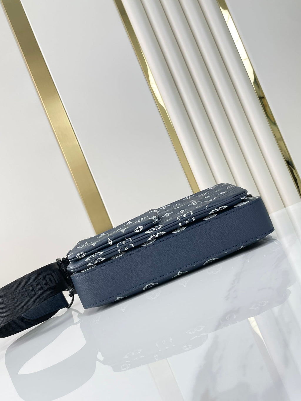 LOUIS VUITTON TRIO MESSENGER 25 IN PRUSSIAN BLUE MONOGRAM SHADOW CALFSKIN