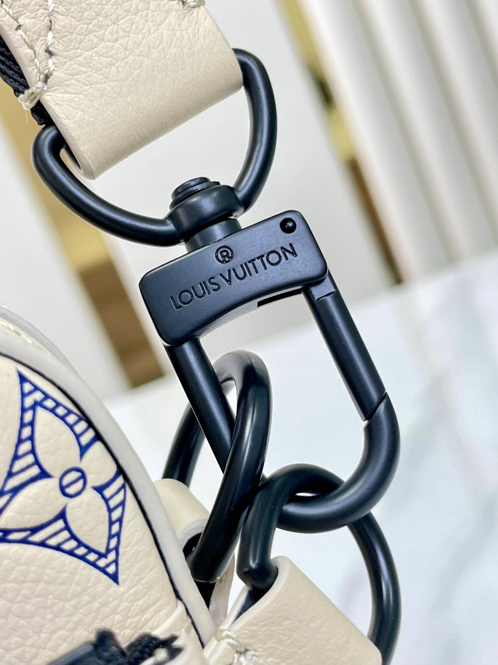 LOUIS VUITTON TRIO MESSENGER 25 IN CREAM BLUE MONOGRAM SHADOW CALFSKIN