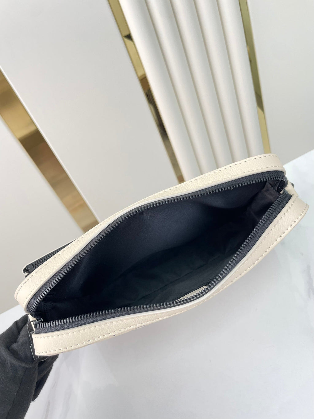 LOUIS VUITTON TRIO MESSENGER 25 IN CREAM BLUE MONOGRAM SHADOW CALFSKIN