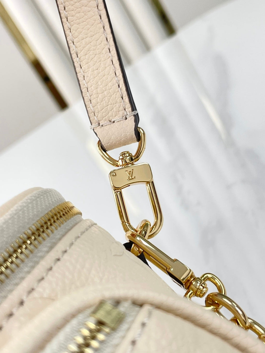 LOUIS VUITTON MINI BUMBAG 17 IN CREAM MONOGRAM EMPREINTE LEATHER GOLD HARDWARE