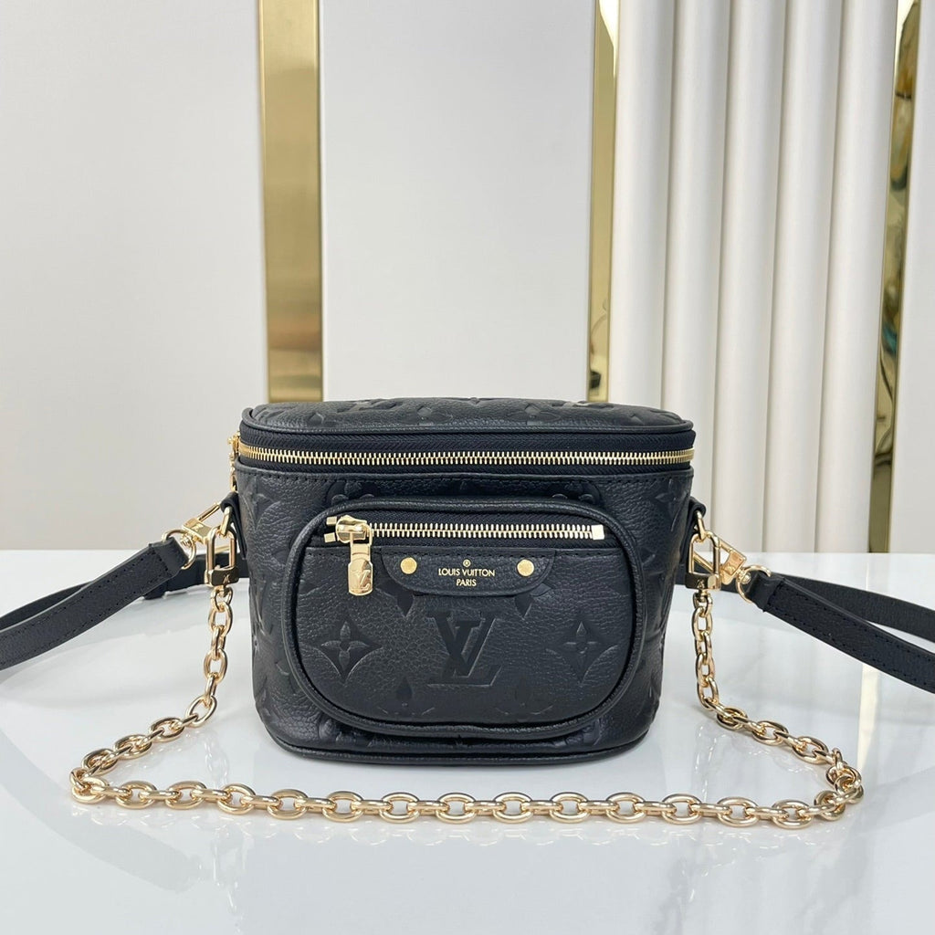 LOUIS VUITTON MINI BUMBAG 17 IN BLACK MONOGRAM EMPREINTE LEATHER GOLD HARDWARE
