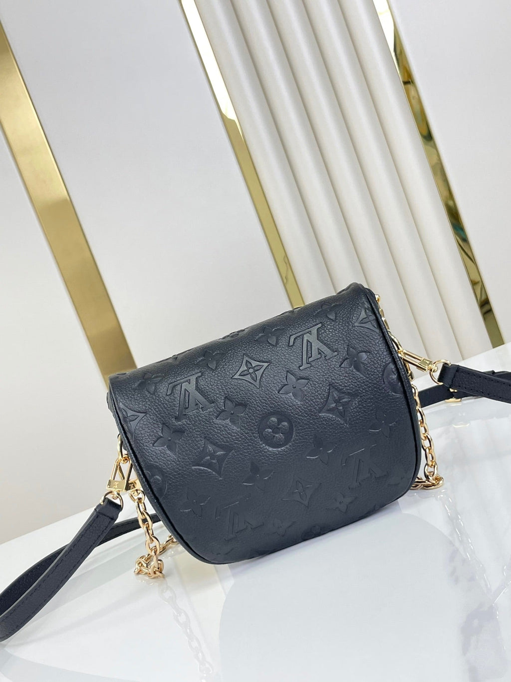 LOUIS VUITTON MINI BUMBAG 17 IN BLACK MONOGRAM EMPREINTE LEATHER GOLD HARDWARE