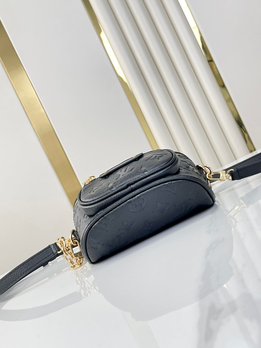 LOUIS VUITTON MINI BUMBAG 17 IN BLACK MONOGRAM EMPREINTE LEATHER GOLD HARDWARE
