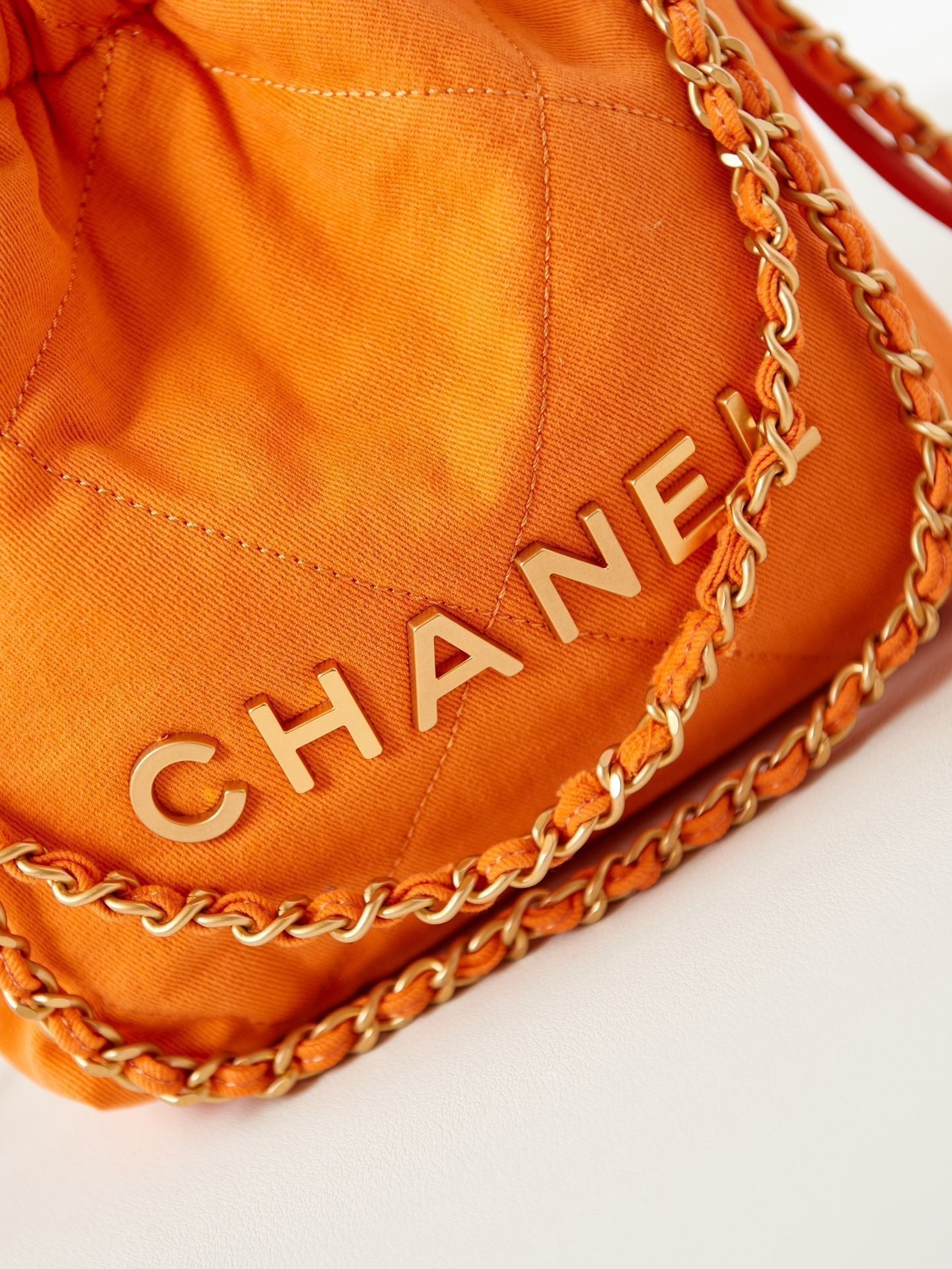 CHANEL CLASSIC MINI 20 BAG IN SAFETY ORANGE CANVAS