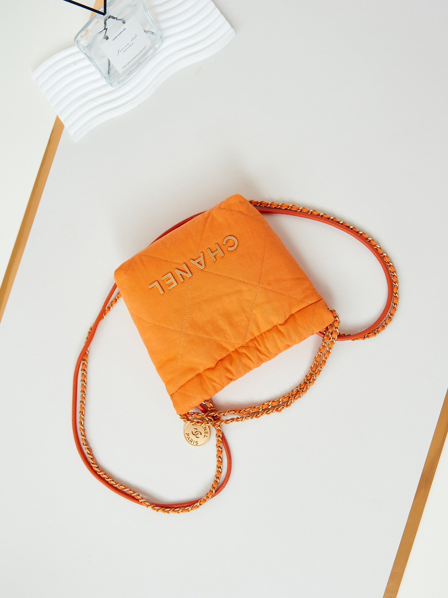 CHANEL CLASSIC MINI 20 BAG IN SAFETY ORANGE CANVAS