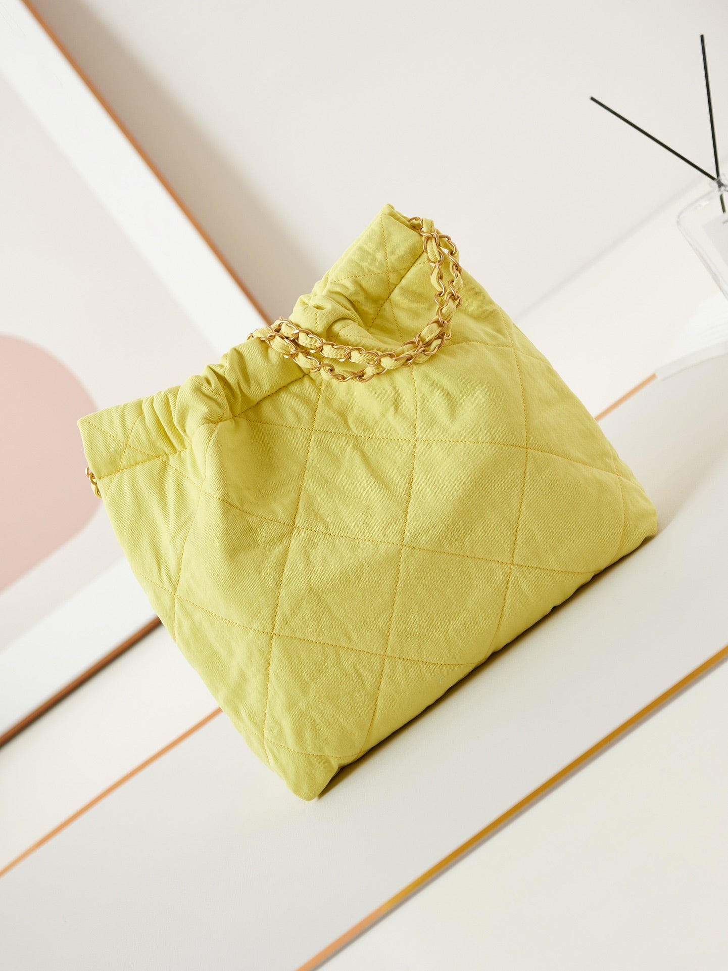 CHANEL CLASSIC MEDIUM 37 BAG IN YELLOW CORN CANVAS