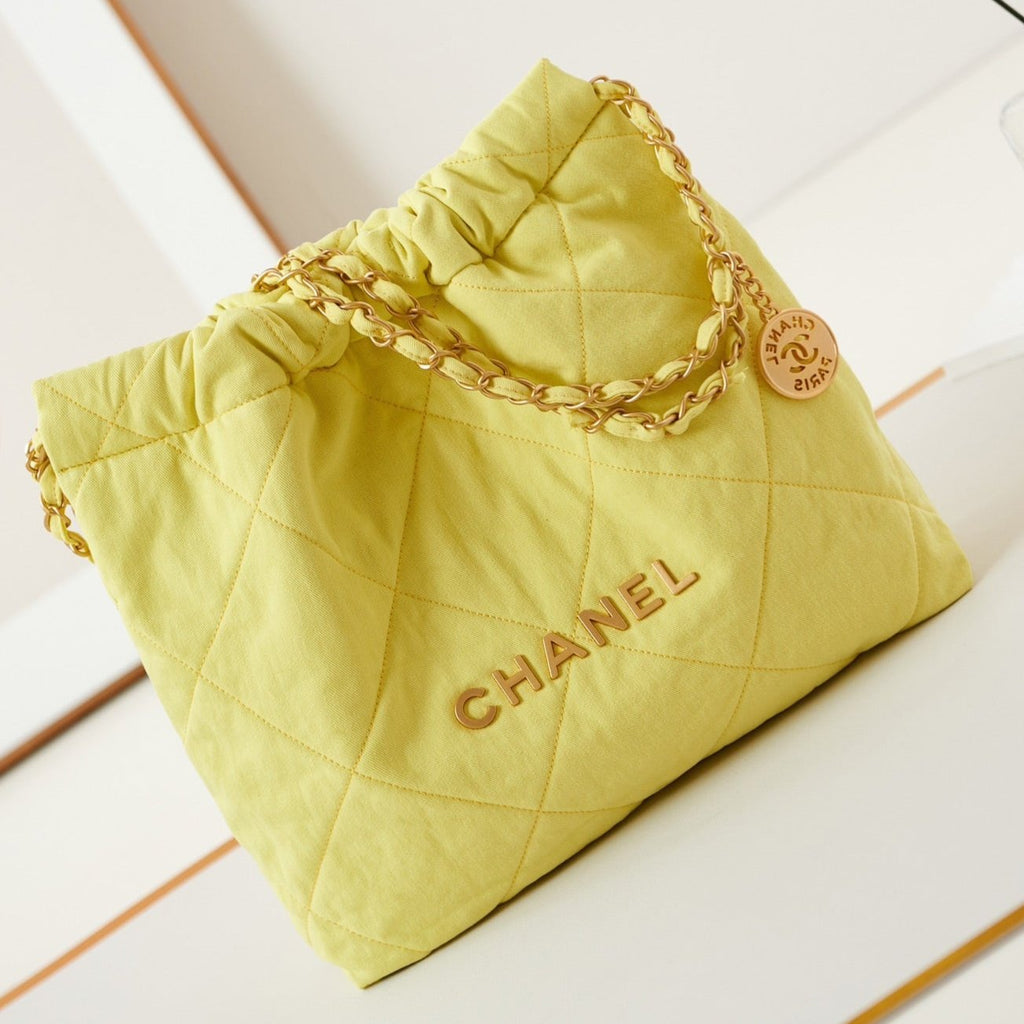 CHANEL CLASSIC MEDIUM 37 BAG IN YELLOW CORN CANVAS