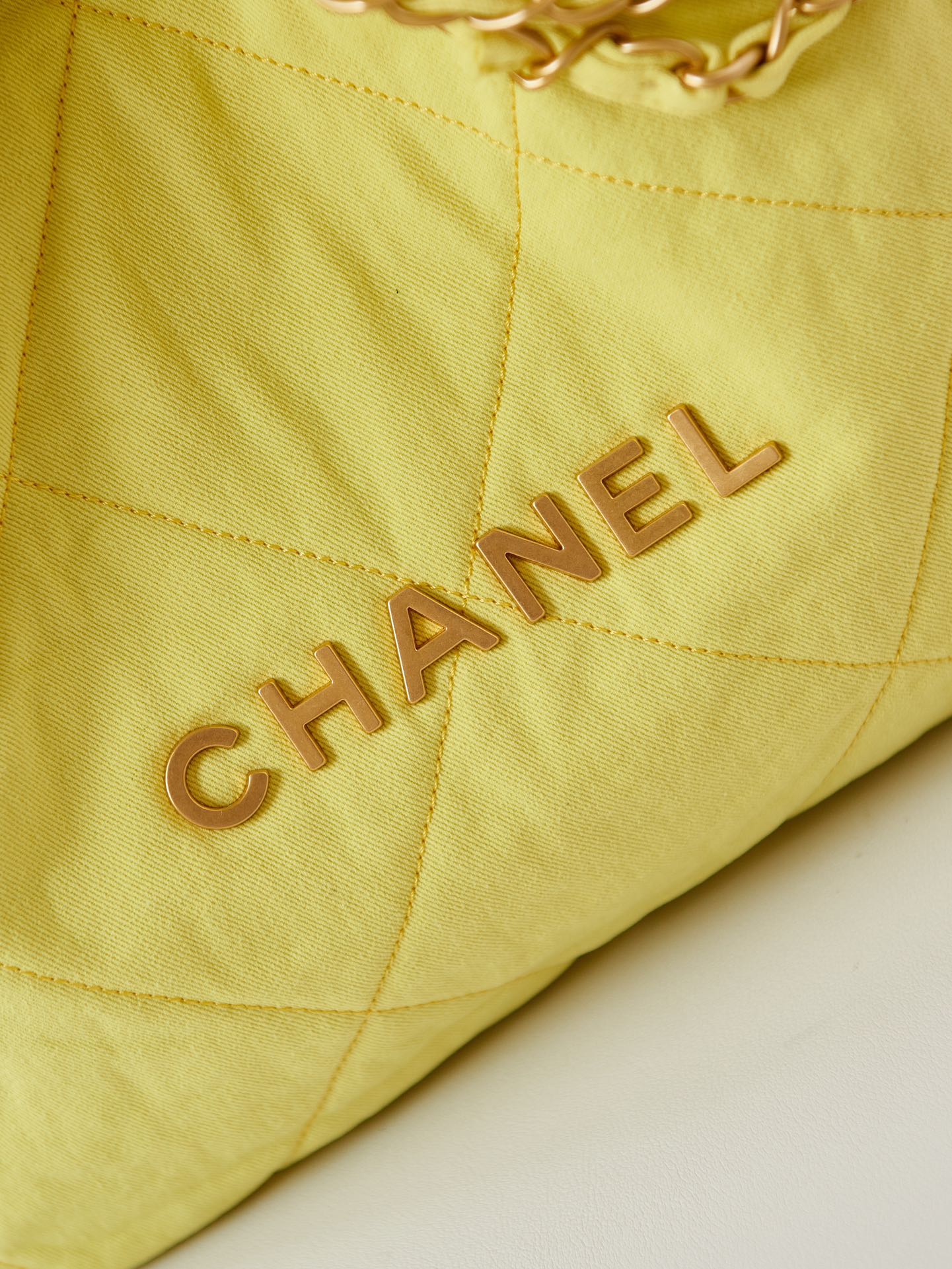 CHANEL CLASSIC MEDIUM 37 BAG IN YELLOW CORN CANVAS