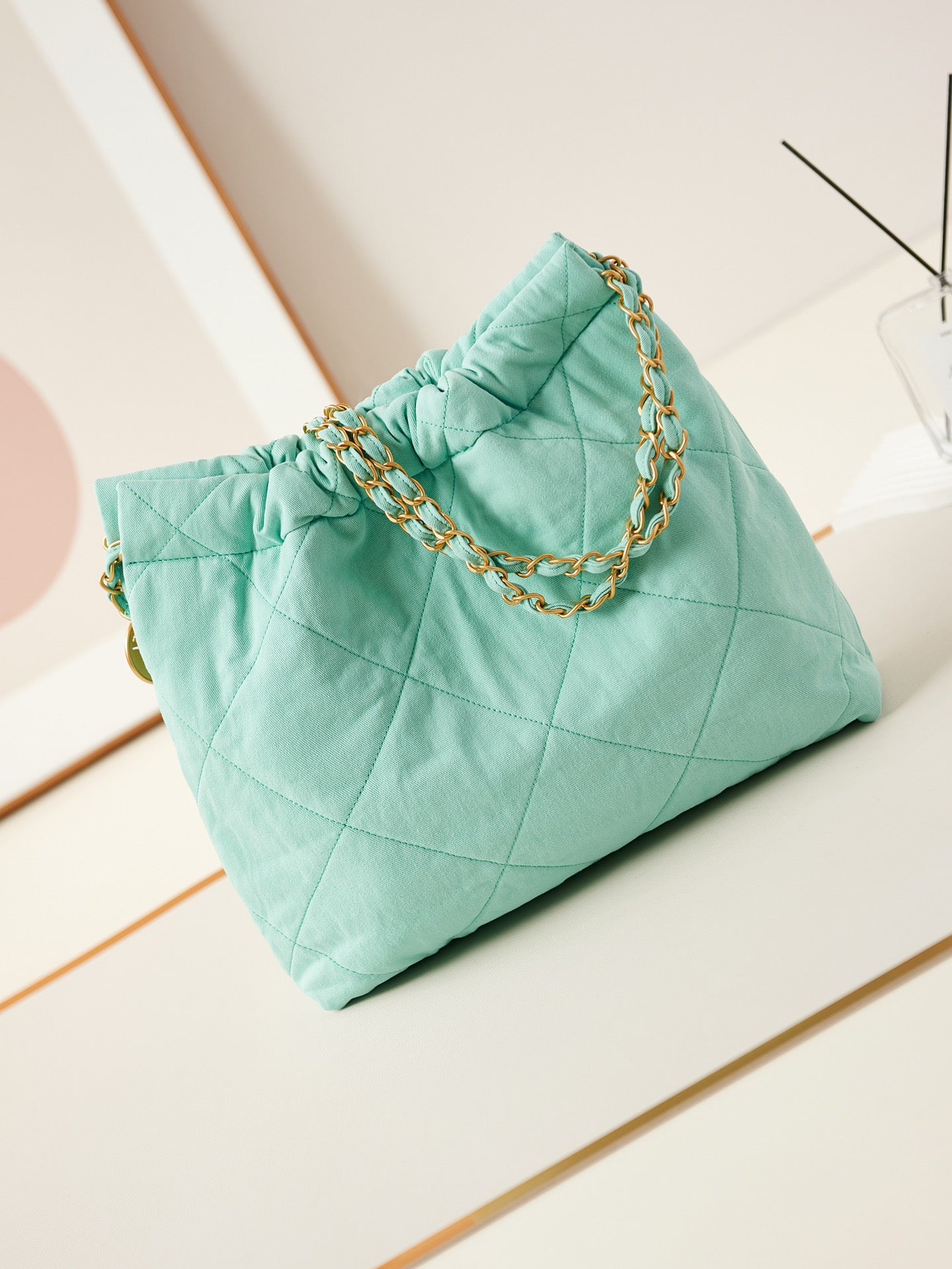 CHANEL CLASSIC MEDIUM 37 BAG IN TF BLUE CANVAS