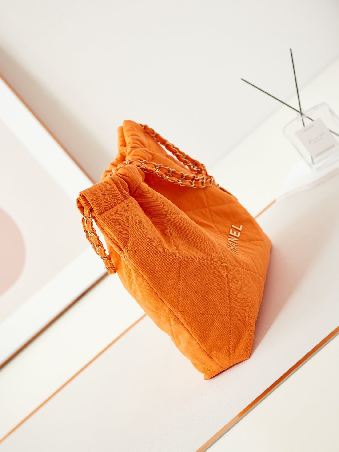 CHANEL CLASSIC MEDIUM 37 BAG IN SAFETY ORANGE CANVAS