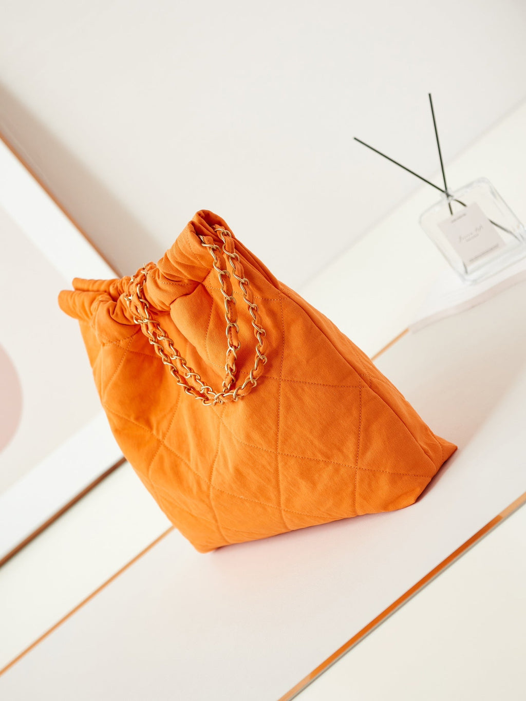 CHANEL CLASSIC MEDIUM 37 BAG IN SAFETY ORANGE CANVAS