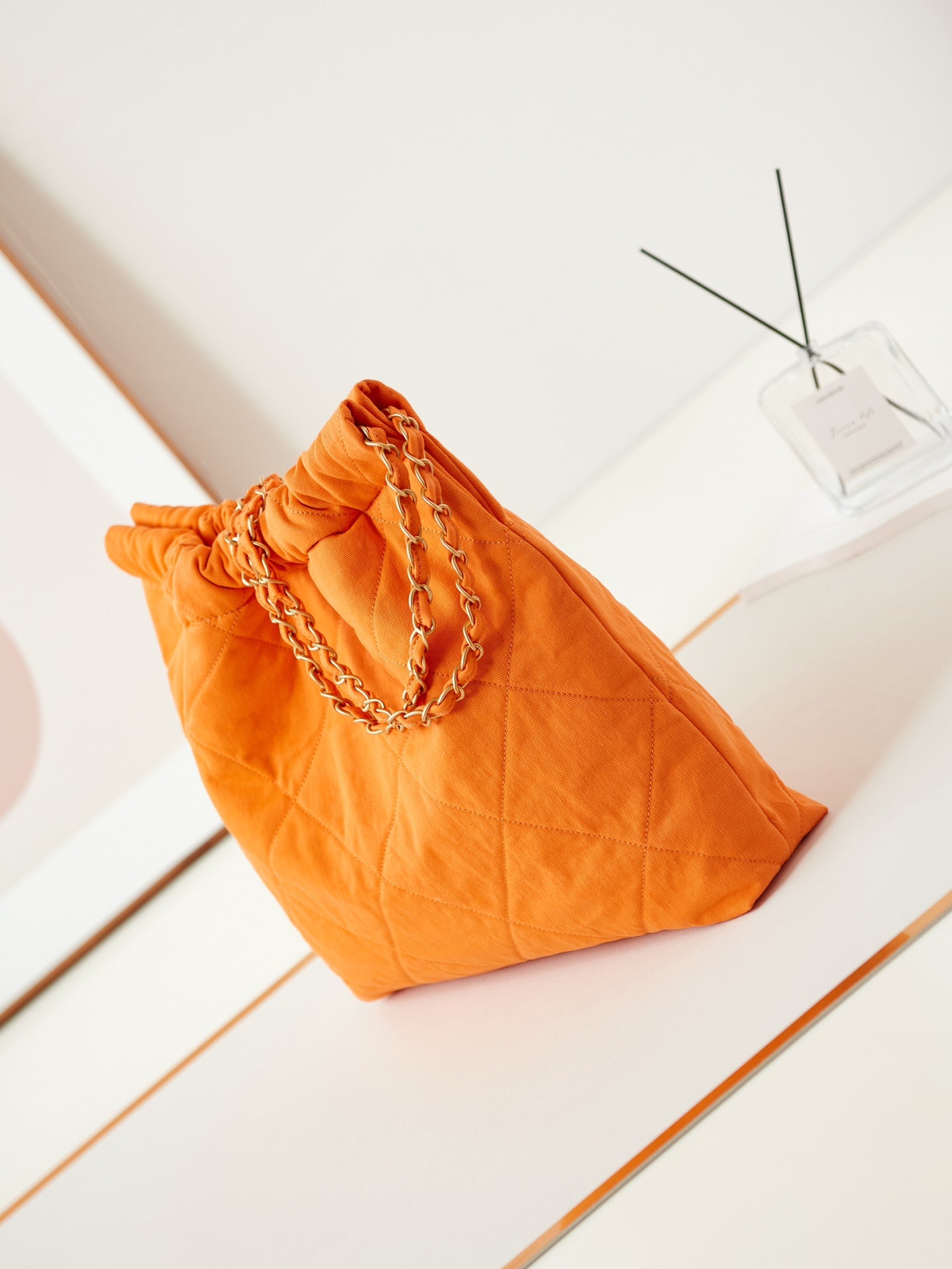 CHANEL CLASSIC MEDIUM 37 BAG IN SAFETY ORANGE CANVAS