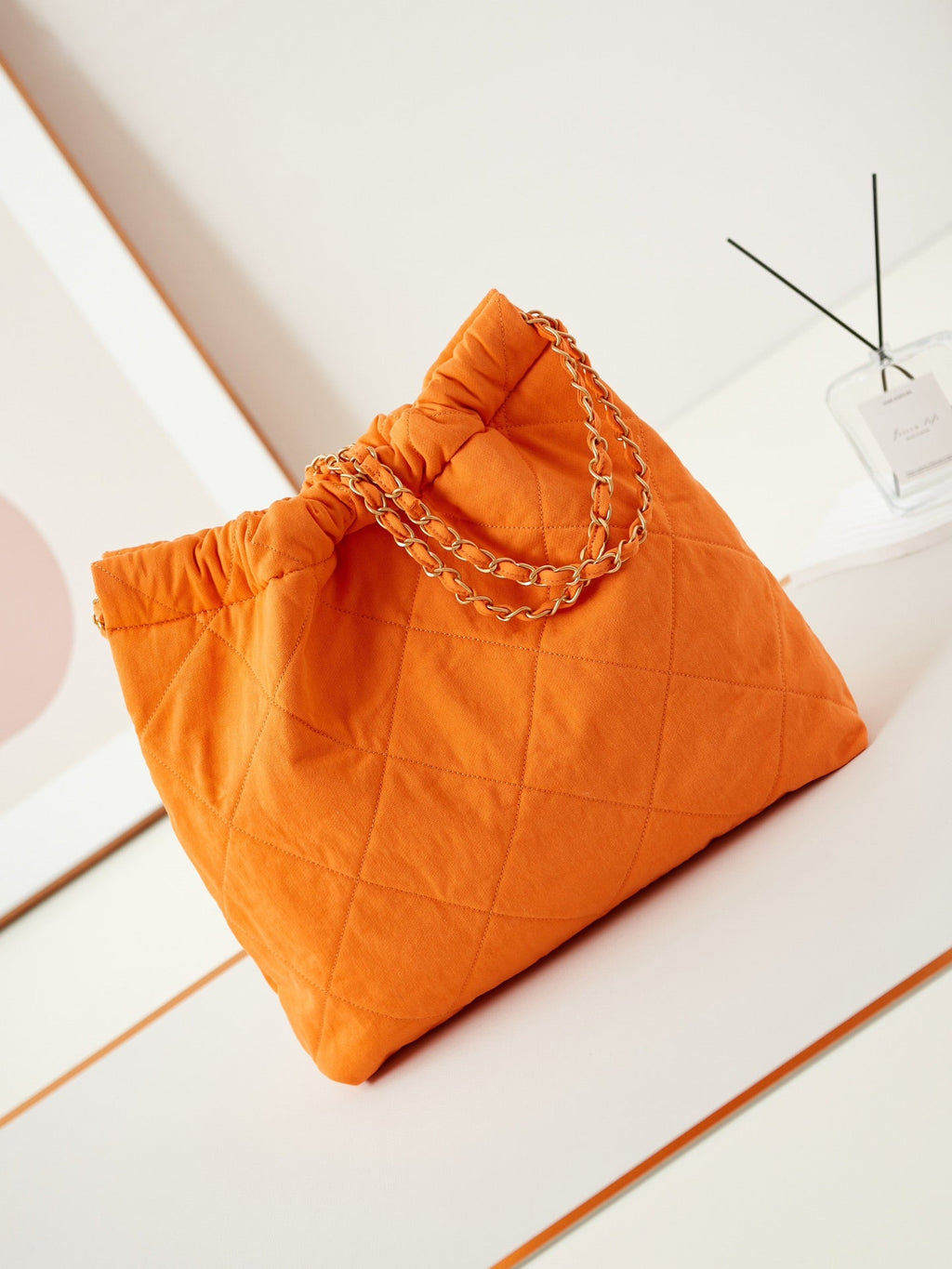 CHANEL CLASSIC MEDIUM 37 BAG IN SAFETY ORANGE CANVAS