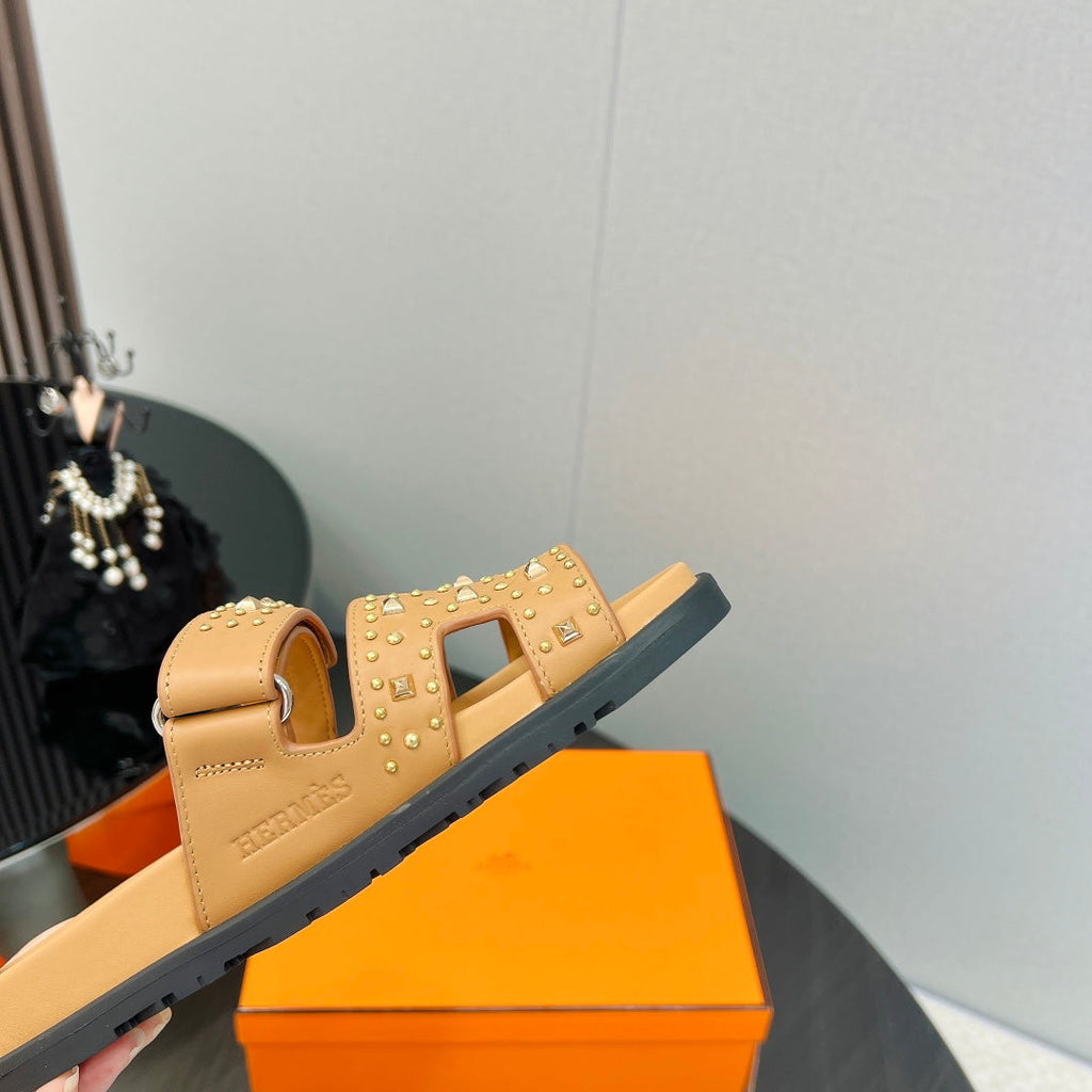 HERMES CHYPRE SANDAL LIGHT ORANGE CALFSKIN SPECIAL