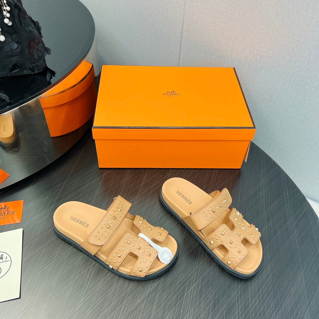 HERMES CHYPRE SANDAL LIGHT ORANGE CALFSKIN SPECIAL