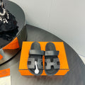 HERMES CHYPRE SANDAL BLACK CALFSKIN STYLIZED
