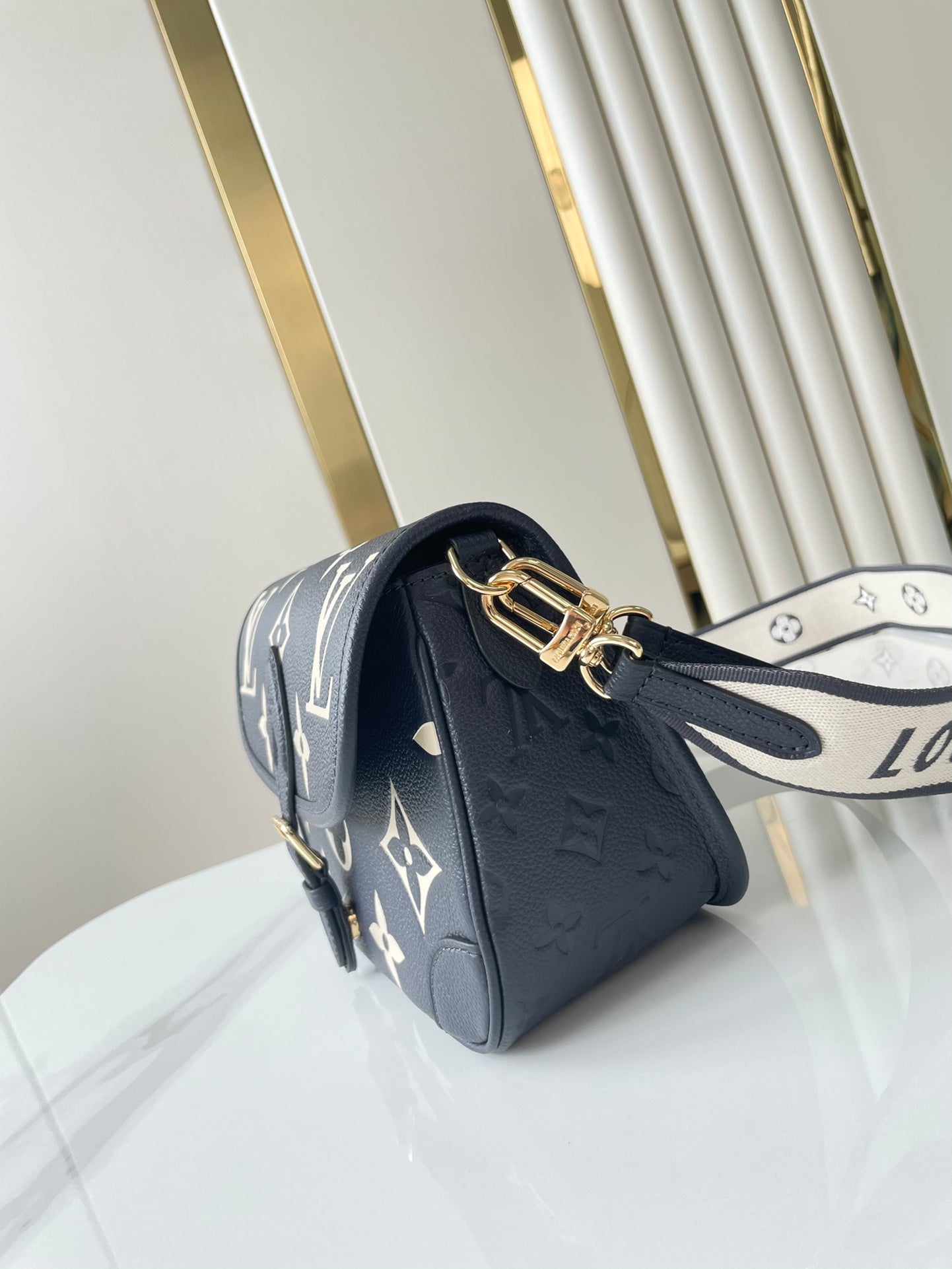 LOUIS VUITTON DIANE 23 IN DARK NAVY CREAM MONOGRAM EMPREINTE LEATHER