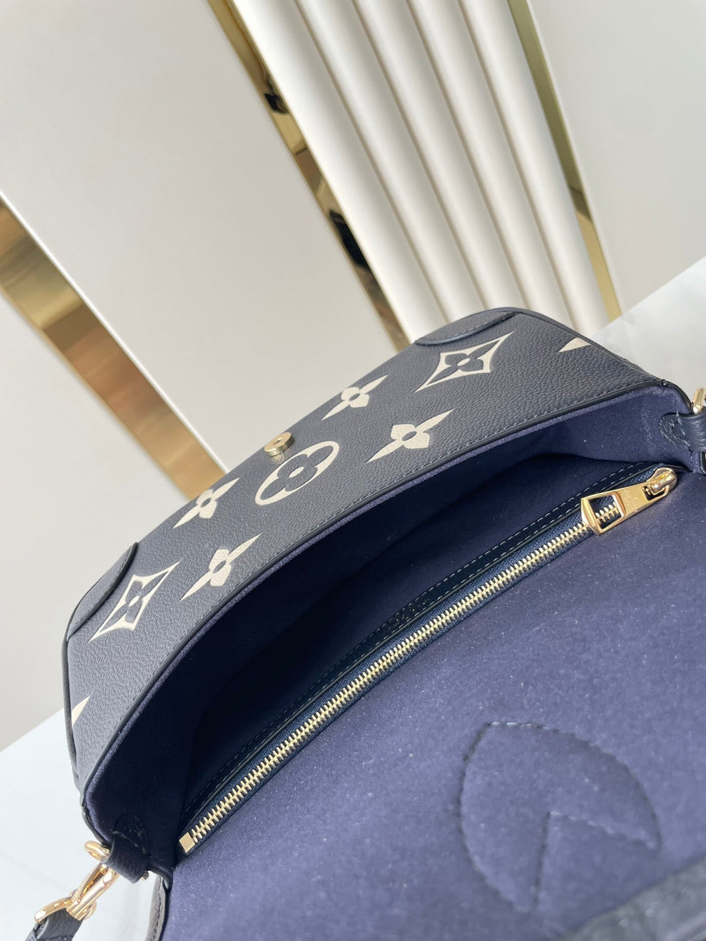 LOUIS VUITTON DIANE 23 IN DARK NAVY CREAM MONOGRAM EMPREINTE LEATHER