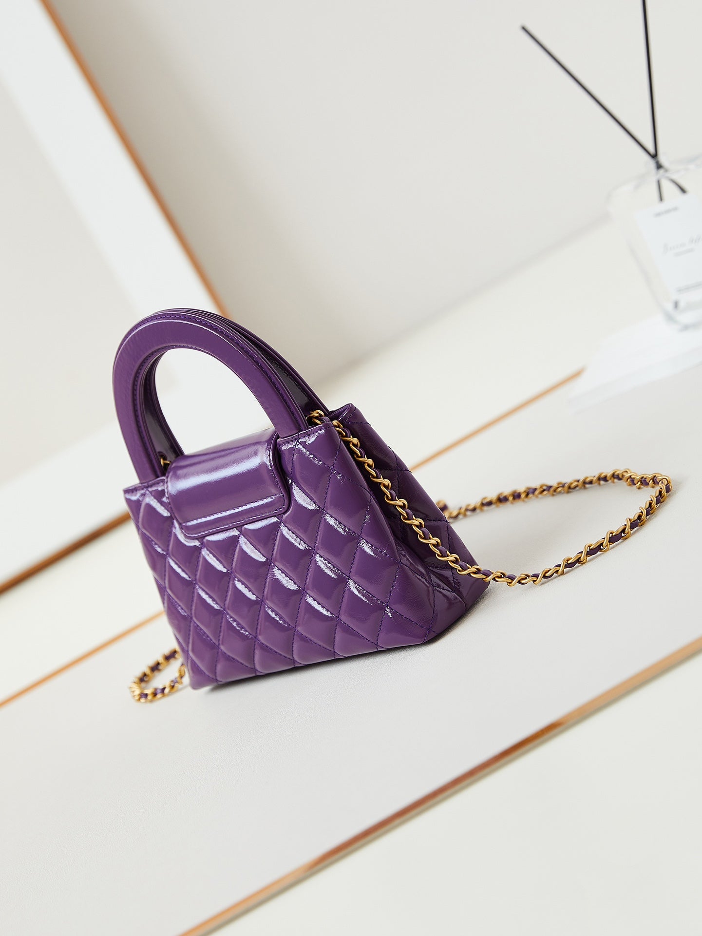 CHANEL KELLY MINI 19 SHOPPING BAG IN INDIGO PURPLE CALFSKIN