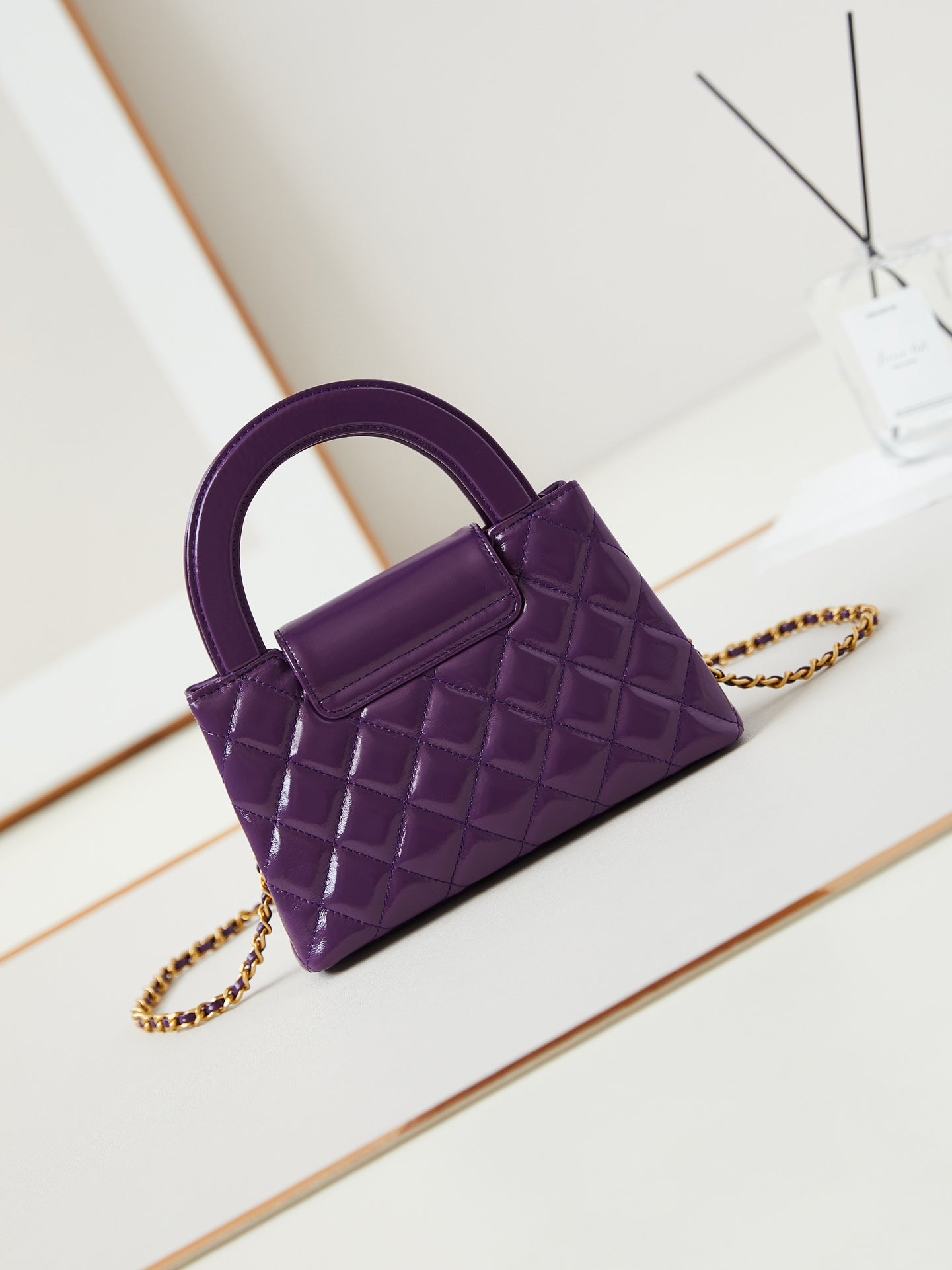 CHANEL KELLY MINI 19 SHOPPING BAG IN INDIGO PURPLE CALFSKIN