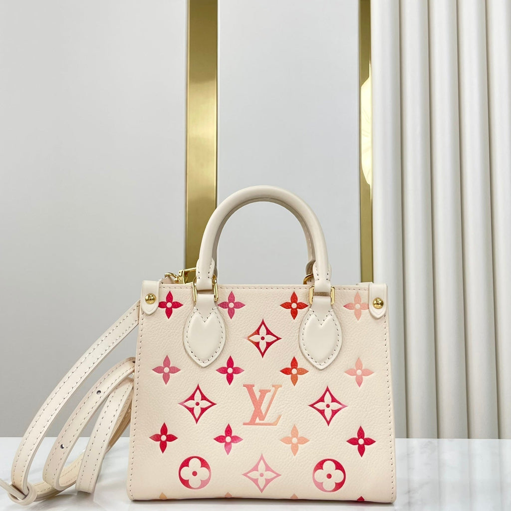 LOUIS VUITTON ONTHEGO BB 18 IN SUNRISE AQUARELLE MONOGRAM EMPREINTE LEATHER