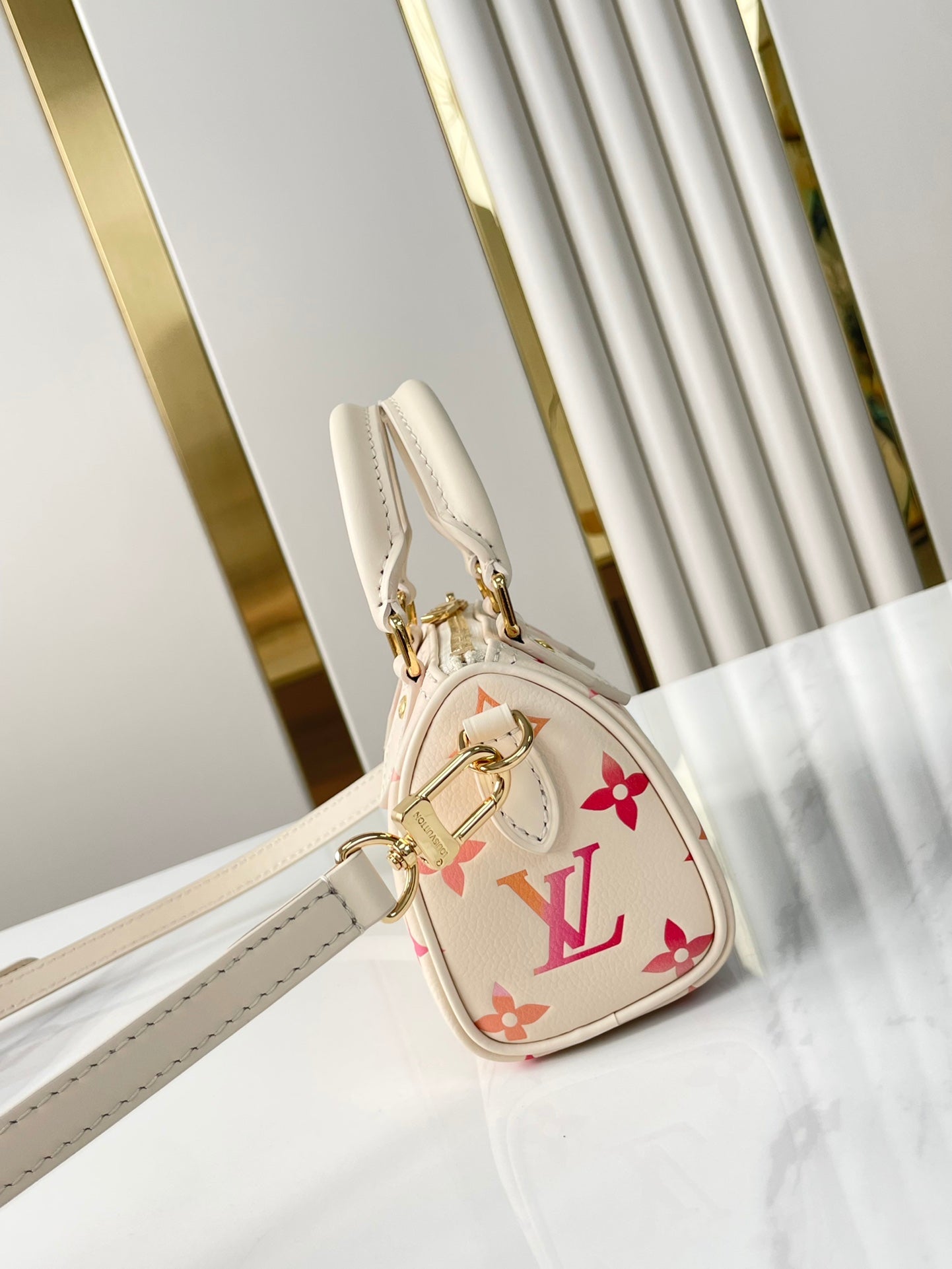 LOUIS VUITTON NANO SPEEDY 16 IN SUNRISE AQUARELLE MONOGRAM EMPREINTE LEATHER