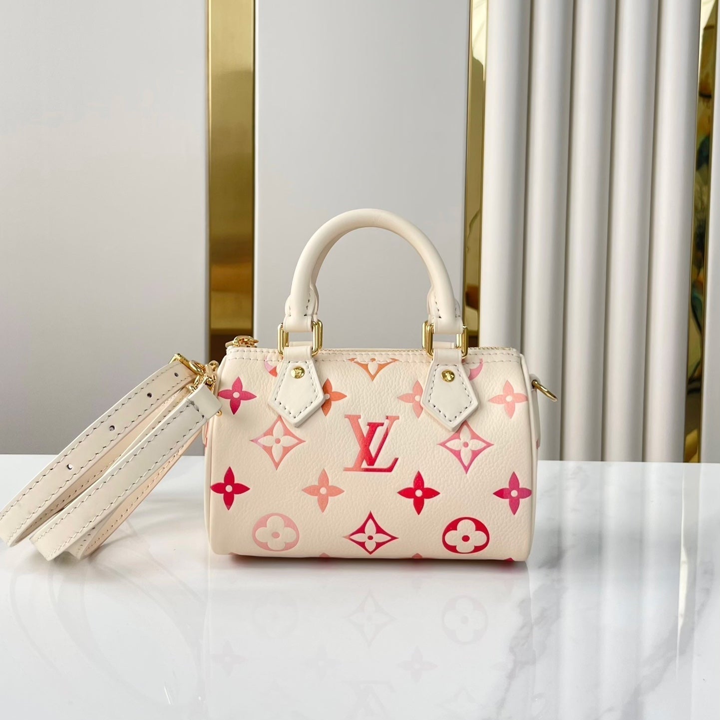 LOUIS VUITTON NANO SPEEDY 16 IN SUNRISE AQUARELLE MONOGRAM EMPREINTE LEATHER