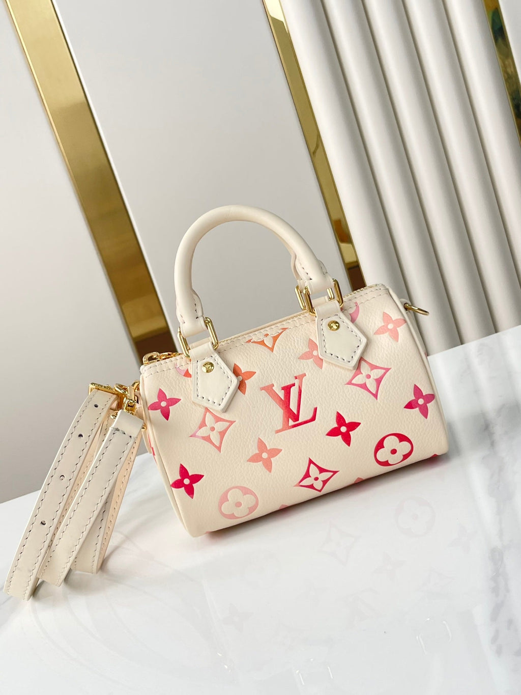 LOUIS VUITTON NANO SPEEDY 16 IN SUNRISE AQUARELLE MONOGRAM EMPREINTE LEATHER