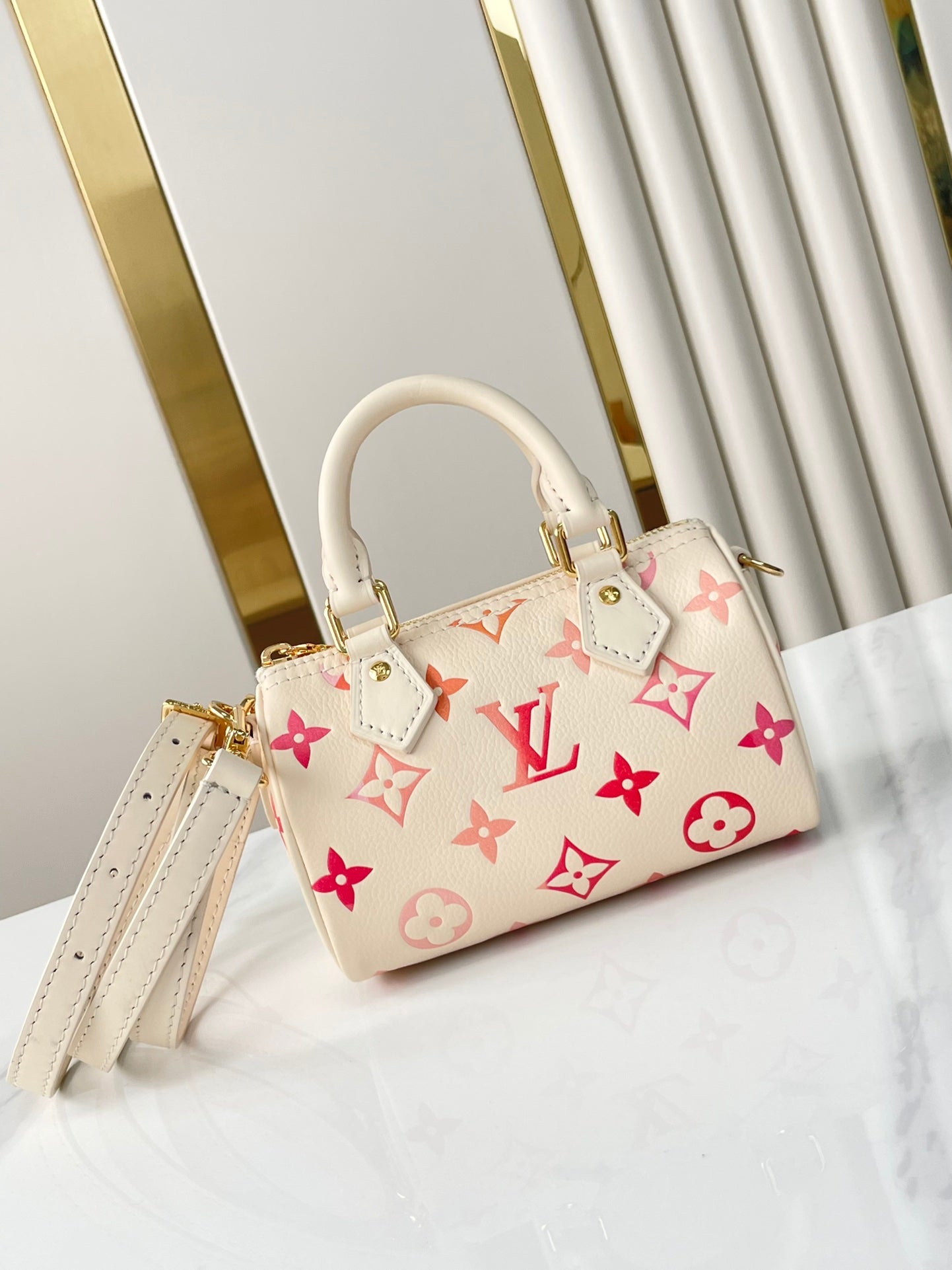 LOUIS VUITTON NANO SPEEDY 16 IN SUNRISE AQUARELLE MONOGRAM EMPREINTE LEATHER