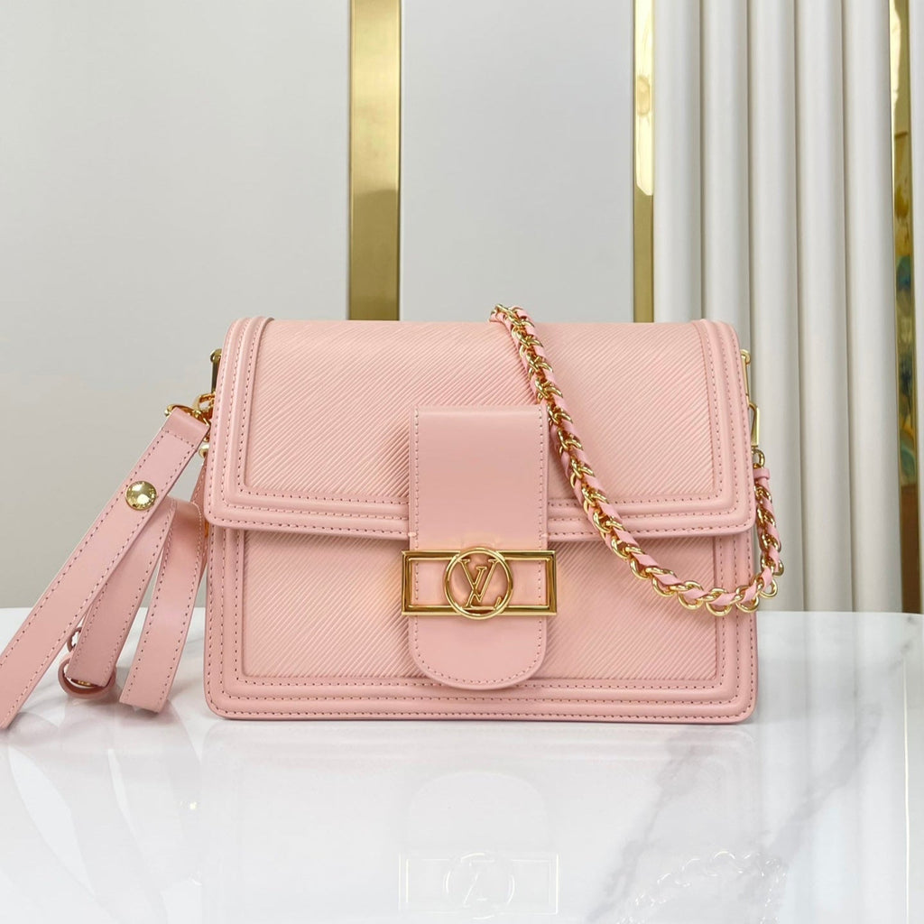 LOUIS VUITTON DAUPHINE MM 25 IN LIGHT PINK EPI GRAINED CALFSKIN GOLD HARDWARE