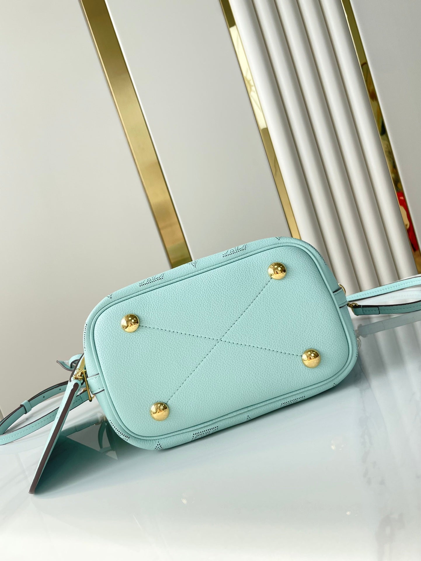 LOUIS VUITTON BLOSSOM PM 20 IN SKY BLUE MONOGRAM PERFORATED CALFSKIN
