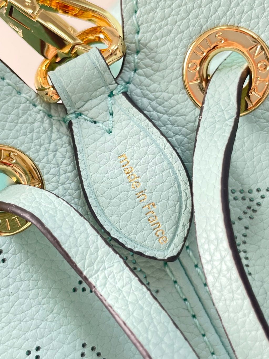LOUIS VUITTON BELLA 22 IN SKY BLUE MONOGRAM PERFORATED CALFSKIN