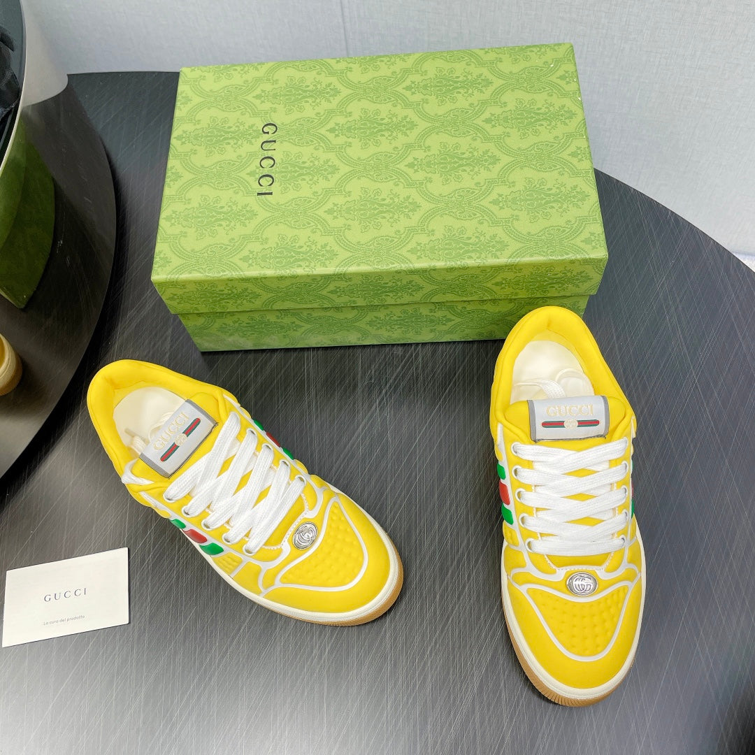 GUCCI Screener With Web Neoprene Low Top Sneakers Yellow