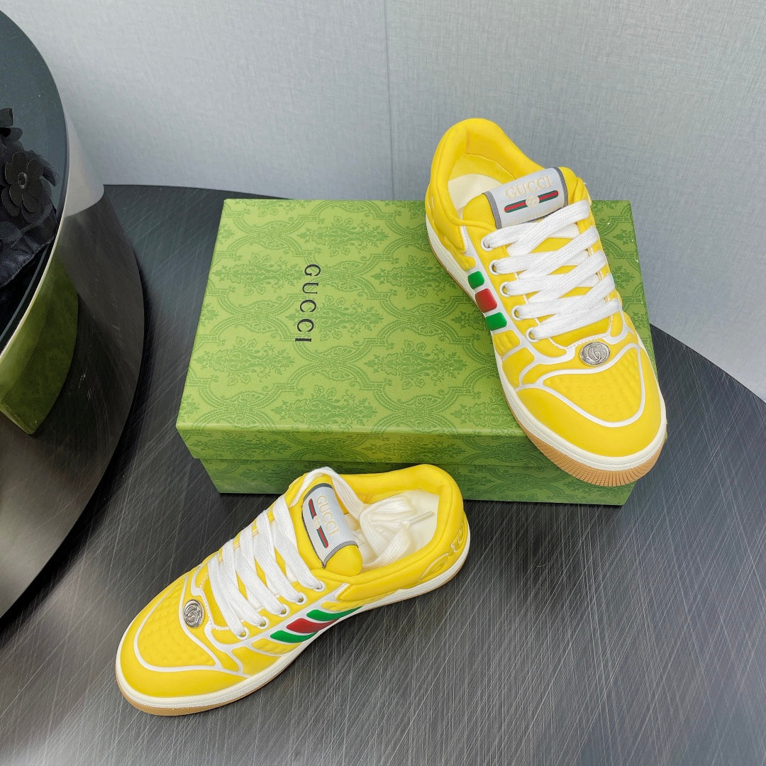 GUCCI Screener With Web Neoprene Low Top Sneakers Yellow