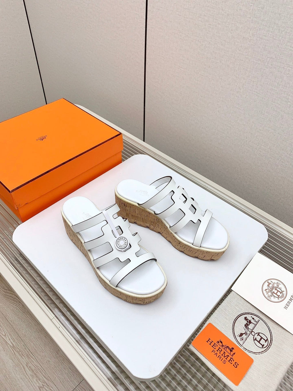 HERMES ISABELLA 30 SANDAL IN WHITE CALFSKIN